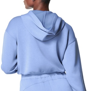 2024 moda Crop Top Sudadera con capucha trajes cortos ropa de mujer personalizada mujeres recortada en blanco pulóver Crop Top Sudadera con capucha comprar algodón hecho - Product Image 5