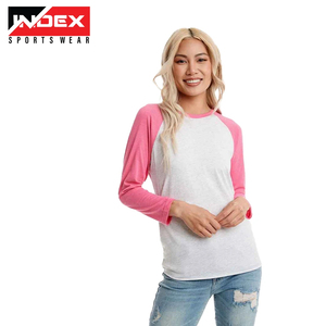 Camiseta Deportiva INDEX para Mujer, con Bloques de Color, Manga Raglán, Cuello Redondo, Tejido Jersey Informal, 100% Algodón - Product Image 1