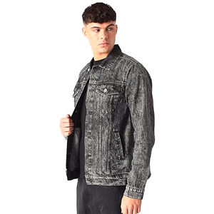 Vestes en denim de coton pour hommes pour le printemps automne hiver décontracté couleur unie simple boutonnage vêtements d'extérieur techniques lavées - Product Image 3