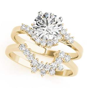 Conjunto de anillo de boda de estilo trenzado de diamante de corte redondo para ella/mujer - Product Image 3