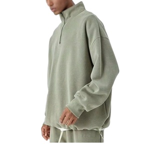 Men Sweatshirt Loose Fit Spring Soft 100% Cotton Pullover Quarter <b>Zipper</b> Hoodies Custom Design Logo Collar Sweatshirts - Product Image 4