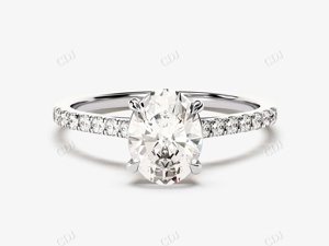 Conçu sur mesure dernière solide jaune or Simple Solitaire bague de fiançailles de mariage pour les femmes ovale coupe Moissanite pavé ensemble GRA - Product Image 4
