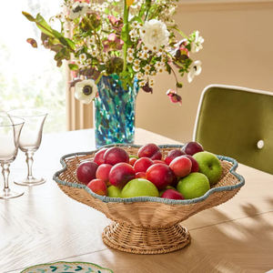 Bandeja de mimbre rectangular con borde ondulado, bandeja de servicio tejida hecha a mano, cesta organizadora decorativa para cafetería, restaurante, decoración del hogar - Product Image 5