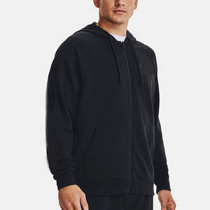 Chaqueta de invierno pesada de moda para hombre, sudaderas con capucha y logotipo personalizado con cremallera, sudadera de algodón multicolor, patrón sólido, Color negro - Product Image 1