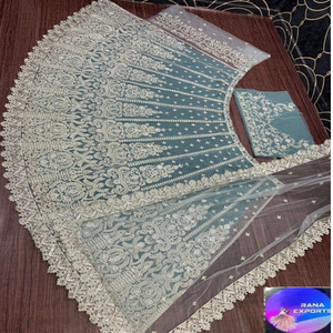 Elegante Lehenga nupcial bordado pesado verde con Dupatta Ropa de boda tradicional Diseñador Lehenga Choli para mujeres - Product Image 2