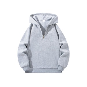 Sudadera Unisex Nueva con Media Cremallera y Capucha, con Cuentas, Color Sólido, Manga Larga, Holgada, Deportiva, Cálida para Invierno, 100% Algodón - Product Image 3