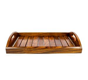 Bandeja para servir de madera Rectangular de latón AK con asa en color nogal, bandeja personalizada para utensilios de cocina/vajilla - Product Image 1