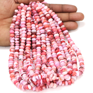 Perles de quartz arc-en-ciel rouge disco, forme ronde, lisses, 16 pouces, 7-8 mm, couleur opale, pierres précieuses simples, qualité AAA - Product Image 1