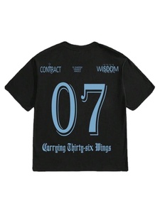 Camisetas personalizadas para hombre con gráfico de ángel negro, estilo boxy, con dobladillo desgastado, oversize, streetwear, de algodón, personalizadas, OEM, al por mayor - Product Image 2