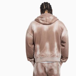 Sweat à capuche zippé durable et de haute qualité OEM personnalisé Design lavé à la mode avec impression bouffante Taille XS pour l'hiver Utilisation quotidienne - Product Image 6