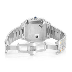 Custom Iced Out Diamond Glass Dial Stainless Steel Square Fashion <b>Watch</b> Luxury Hip Hop Quartz Movement - Product Image 5