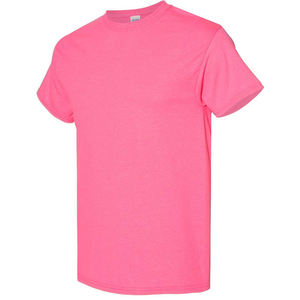 mens bright <b>pink</b> <b>neon</b> <b>pink</b> plain solid blank casual regular fit short sleeve tshirt crewneck basic tee <b>top</b> - Product Image 2