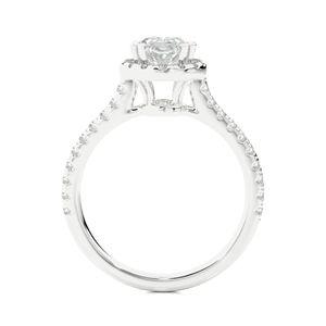 Anillo de Compromiso con Halo y Diamante de Corte Ovalado con Engaste de 4 Puntas para Mujer - Product Image 5