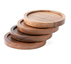 Acacia Wood <b>Drinks</b> <b>Coasters</b> for Protection of Surfaces, Dining Table, Stylish Housewarming, Home and Office Accessory - Product Image 1