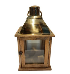 Linternas decorativas de acero y madera de vidrio a precios de venta, linterna de vela de Color marrón para decoración de bodas y fiestas en casa - Product Image 2