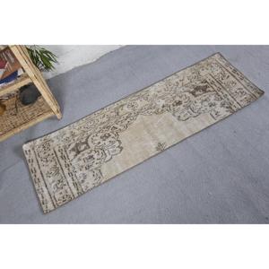 พรมตุรกีขนาด 1.5x4.7 ฟุต พรมวินเทจขนาดเล็ก พรมลายดอกไม้สีเบจ - Product Image 2