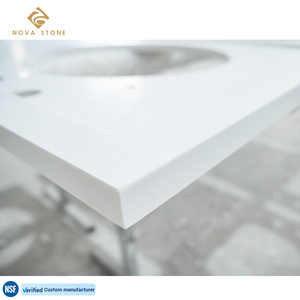 Tapa de tocador de cuarzo NV171, cuenco ovalado, recorte de agujero, integración gruesa sin costuras, tapa de tocador de cuarzo blanco puro con precio competitivo - Product Image 5