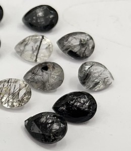 Cuarzo rutilo negro natural Corte de pera de 4x6mm-Cuarzo rutilo negro suelto Calidad superior - Product Image 6