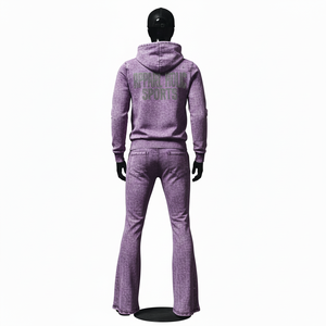 ชุดวอร์มผู้ชายแบบ 2 ชิ้น พิมพ์ลายกราฟิกประดับเพชรเทียม ปรับแต่งสีได้ กางเกงวอร์มขาบาน เสื้อฮู้ดซิป และชุดจ็อกเกอร์สำหรับผู้ชาย - Product Image 4