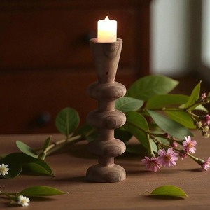 Bougeoir en bois à six colonnes, idéal pour la décoration intérieure, centre de table et éclairage festif, fabriqué à la main en Inde - Product Image 6