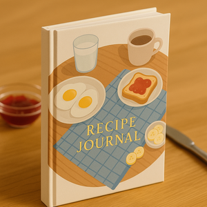 LABON Journal <span class=keywords><strong>de</strong></span> recettes du petit déjeuner Cahier <span class=keywords><strong>de</strong></span> recettes en feuille d'or à couverture rigide avec des œufs grillés Banane Café et lait - Product Image 2