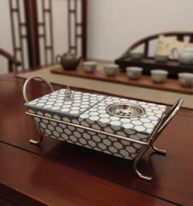 Premium Honeycomb Wooden <b>Bakhoor</b> <b>Burner</b> with Storage Compartment Luxury Arabic Incense Holder Tabletop Aromatherapy Gift Set - Product Image 1