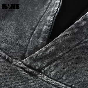 Sweat à capuche appliqué personnalisé 100% coton Sun Faded Surdimensionné Pull Acid Wash Cropped Boxy Fit Impression Logo Strass Hoodies Hommes - Product Image 6