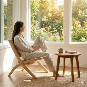 Chaise pliante moderne minimaliste en bois d'acacia massif, chaise de camping en plein air, chaise de plage, chaise de loisirs en corde tressée - Product Image 5