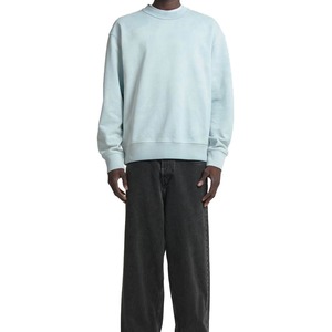 Men's Oversized <b>Crew</b> <b>Neck</b> <b>Sweatshirt</b> Solid Light Blue 100% Cotton Knitted Casual Pullover Autumn Wear wholesale rate - Product Image 1