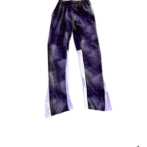 100% algodón Flare Jogger pantalones para hombres ácido lavado Streetwear Rhinestone Bling Baggy Fit personalizado OEM pantalones de chándal al por mayor - Product Image 3