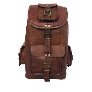 Mochila de cuero PU estilo Vintage impermeable Unisex cuero genuino algodón suave bolsa de viaje escolar cierre de cremallera marco externo - Product Image 5