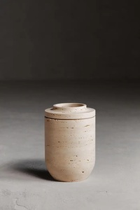 Vase en pierre de travertin de qualité supérieure, décoration minimaliste moderne, texture naturelle durable, parfait pour des accents d'intérieur élégants - Product Image 2