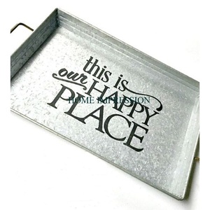 Plateau de sécurité alimentaire galvanisé à la main de haute qualité couleur grise finition rustique grande taille maison et cuisine plateau de service alimentaire en vente - Product Image 6