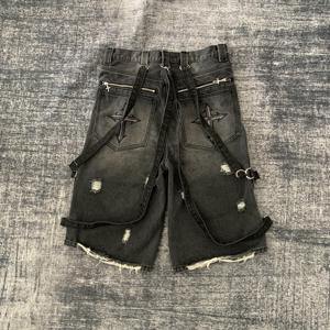 DENIMGUYS Short en jean baggy en coton décontracté pour hommes Short cargo en denim délavé multi-poches coupe ample Vintage sangle - Product Image 2