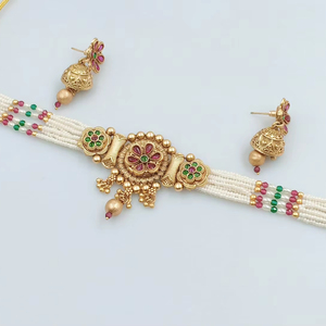 ENSEMBLE DE BIJOUX INDIENS TRADITIONNELS ET À LA MODE EN CUIVRE ENSEMBLE DE BIJOUX DE MARIAGE POUR FEMMES BOUCLES D'OREILLES ET COLLIER - Product Image 1