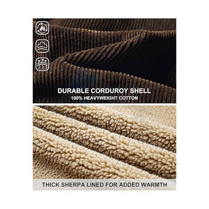 Chaqueta de Pana para Hombre, Forrada de Sherpa, Gruesa, Abrigada, Estilo Vintage Informal, para Clima Frío, Uso Diario - Product Image 6