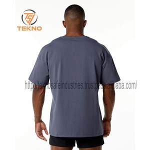 Camiseta extragrande con hombros caídos de algodón 100% de peso pesado personalizada para hombre, de punto de alta calidad, transpirable, ligero, cuello redondo, largo sólido - Product Image 3