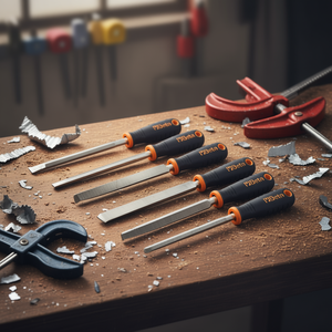 Limes carrées demi-coupées avec manche pour le travail du bois et des métaux - Product Image 3