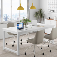 Bureau de travail industriel moderne de 63 pouces, mobile, grand format, robuste, avec pieds réglables et bureau spacieux