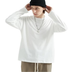 Camisetas informales de algodón de color sólido para hombre de la mejor calidad, logotipo personalizado impreso, tela de Jersey de manga larga de alta demanda, precio al por mayor - Product Image 1