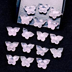 Perles de pierres précieuses en quartz rose en forme de papillon, sculptées à la main, facettées, en forme d'animal, breloques 14x10 MM pour la fabrication de bijoux - Product Image 1