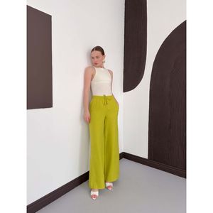 Pantalon en lin vert pistache en gros - [object Object] - Product Image 2