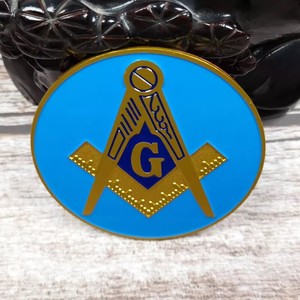 Épinglettes maçonniques Badges Cadeau de cérémonie personnalisé Regalia G Symbole franc-maçon Aluminium 3 ''Insigne d'emblème de voiture Émail dur - Product Image 4