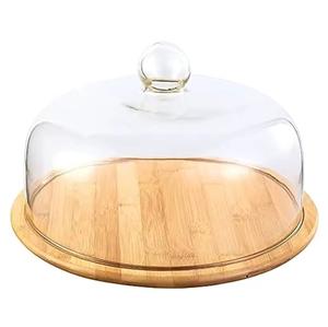 Meilleure vente Dôme en verre de table avec base carrée en bois Porte-gâteau cher pour gâteau au fromage pour les occasions de Noël - Product Image 6