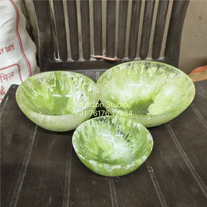 Bol de service en résine à motif de tourbillon vert clair Aqua Bol de fruits décoratif avec logo personnalisé à utiliser pour la maison, les hôtels et les restaurants - Product Image 1