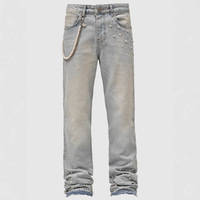 Pantalones vaqueros de estilo informal a la moda de la calle, Pantalones rectos de mezclilla para hombre, nuevos pantalones de otoño con diseño apilado elástico lavado transfronterizo