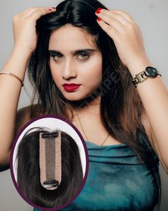 1x5 Base de seda Topper Extensión de cabello Remy de calidad premium Topper Cabello indio marrón y negro natural 100% sin enredos - Product Image 1