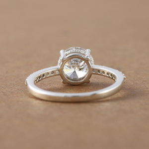 Anillo de compromiso lujoso de plata de ley cultivada en laboratorio, anillo de compromiso de corte redondo, anillo de regalo para mujer, IGI - Product Image 4