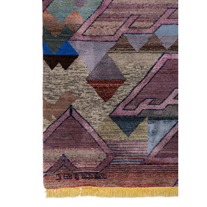 Alfombra de Lana y Seda de Bambú Anudada a Mano Freedom Manchaha Rosa Púrpura, Geométrica, 9x12, para Decoración de Sala de Estar, 10 mm - Product Image 4