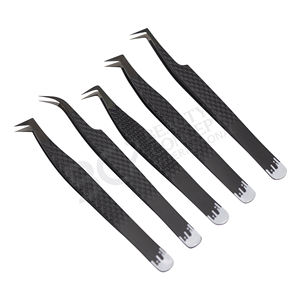 แหนบขนตาสแตนเลสแบบบาง90องศาความแม่นยำสูงพร้อมปลายแหลมไฟเบอร์สำหรับการต่อขนตา - Product Image 4